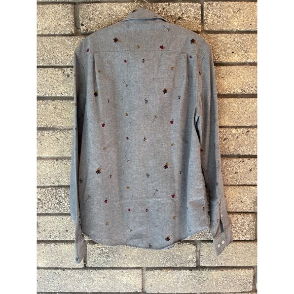 Heritage Slim Fit Penguin Button-Up Shirt With Campfire Print Gray Long-Sleeve C - Picture 7 of 7